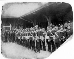 35th Simcoe Foresters Company Barrie Train station 1880s