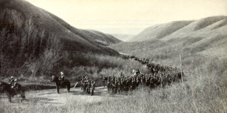 York Simcoe Bn marching through the Humbolt hills 1885